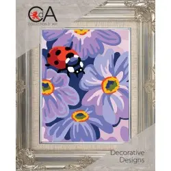 Tapestry Kit with printed canvas 14x18 Ladybird and flowers CDA3350K