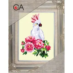Tapestry Kit with printed canvas 14x18 White parrot CDA3351K