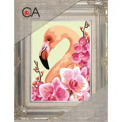 Tapestry Kit with printed canvas 14x18 Pink flamingo CDA3360K