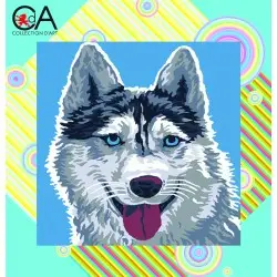 Tapestry Kit with printed canvas 19x19 Husky CDA4017K