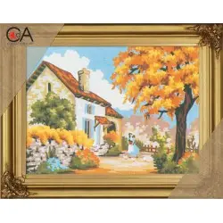 Tapestry Kit with printed canvas 22x30 Stone Cottage CDA6039K
