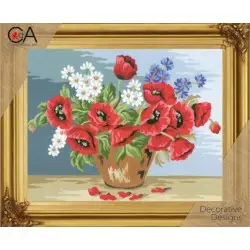 Tapestry Kit with printed canvas 20x30 Field Flowers in Pottery CDA6116K