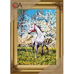Tapestry Kit with printed canvas 20x30 Horse in the Orchard CDA6172K