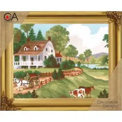 Tapestry Kit with printed canvas 22x30 Summer Scene CDA6188K