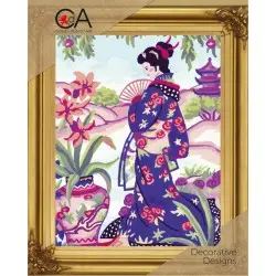 Tapestry Kit with printed canvas 22x30 Geisha in Purple CDA6216K