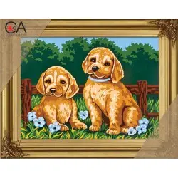 Tapestry Kit with printed canvas 22x30 Labrador Pups CDA6223K