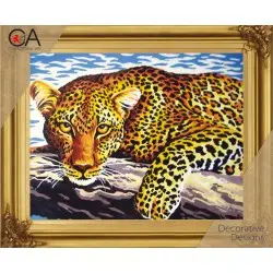 Tapestry Kit with printed canvas 22x30 Leopard CDA6254K