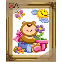 Tapestry Kit with printed canvas 22x30 Teddy bear CDA6304K