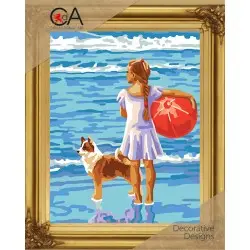 Tapestry Kit with printed canvas 22x30 Girl by the sea CDA6322K