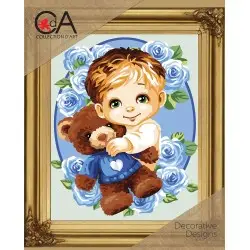 Tapestry Kit with printed canvas 22x30 Teddy bear for a boy CDA6337K