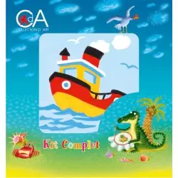 Tapestry Kit with printed canvas 10x10 Tug Boat CDA1006K