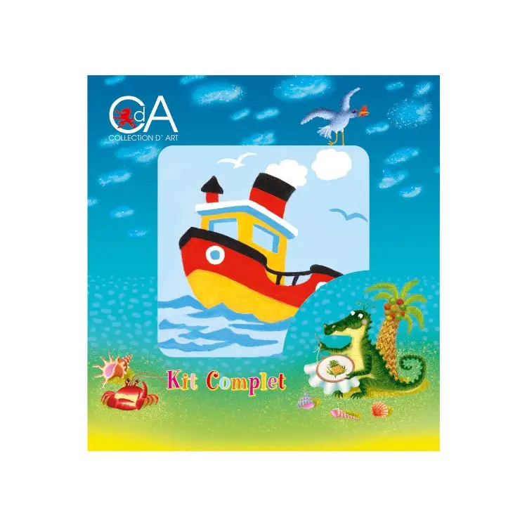 Tapestry Kit with printed canvas 10x10 Tug Boat CDA1006K