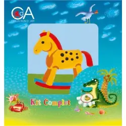 Tapestry Kit with printed canvas 10x10 Rocking Horse CDA1011K