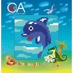 Tapestry Kit with printed canvas 10x10 Dolphin CDA1057K