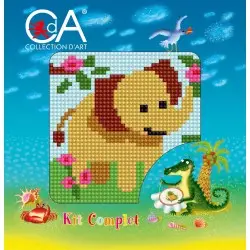 Tapestry Kit with printed canvas 10x10 Elephant CDA1059K