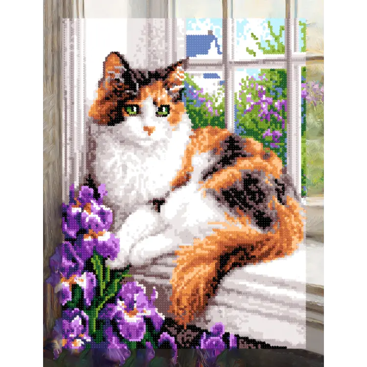 Diamond painting with subframe "Cat on the window" 40x50 cm DP420 Diamond painting with subframe "Cat on the window" 40x50 cm DP420
