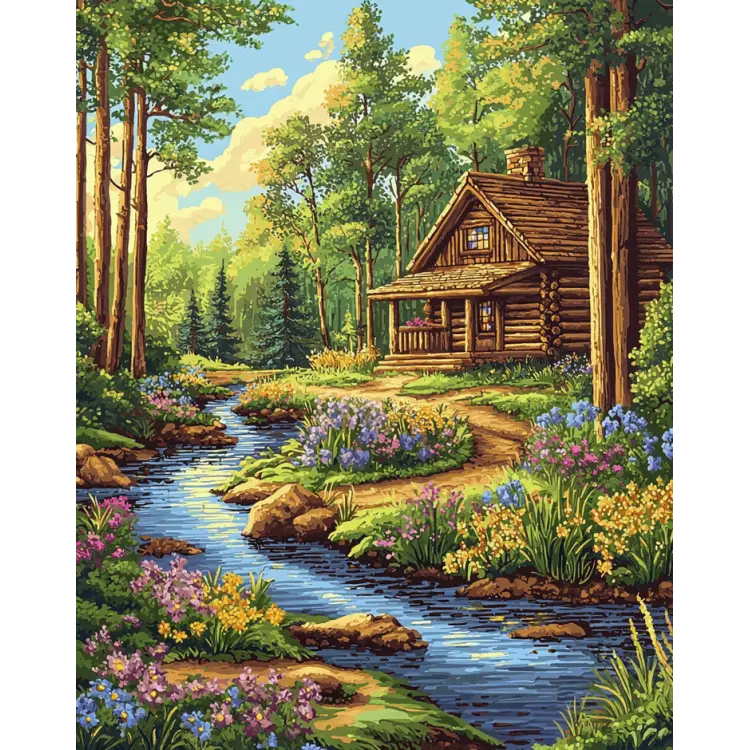 Diamond painting with subframe "Forest Stream" 40x50 cm DP422