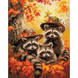 Diamond painting with subframe "Raccoon trio" 40x50 cm DP426