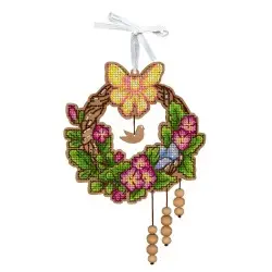 Cross-stitch on wooden base "Easter wreath 1" SO-121