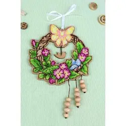 Cross-stitch on wooden base "Easter wreath 1" SO-121