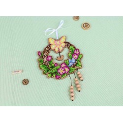 Cross-stitch on wooden base "Easter wreath 1" SO-121