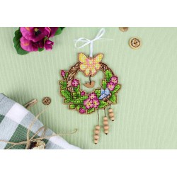 Cross-stitch on wooden base "Easter wreath 1" SO-121