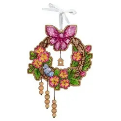 Cross-stitch on wooden base "Easter wreath 2" SO-122