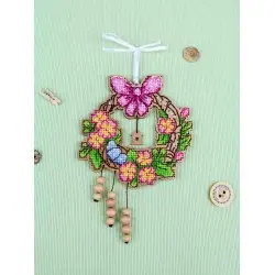 Cross-stitch on wooden base "Easter wreath 2" SO-122