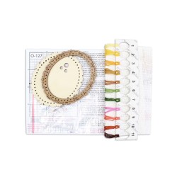 Cross-stitch on wooden base "Miniature. Chicken with a bow" SO-127