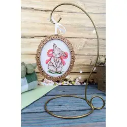Cross-stitch on wooden base "Miniature. Bunny with a bow" SO-128