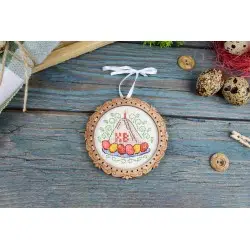Cross-stitch on wooden base "Miniature. Curd cake" SO-136