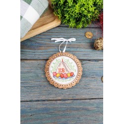 Cross-stitch on wooden base "Miniature. Curd cake" SO-136
