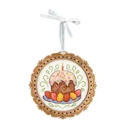 Cross-stitch on wooden base "Miniature. Easter cake" SO-137