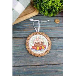 Cross-stitch on wooden base "Miniature. Easter cake" SO-137