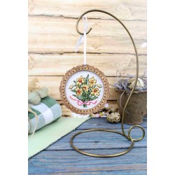 Cross-stitch on wooden base "Miniature. Bouquet of daffodils" SO-139