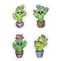 Cross stitch kit "Emotional Cacti. Badges. Magnets" ST-1077