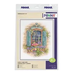 Cross stitch kit "Window and flowers" PDE-7433