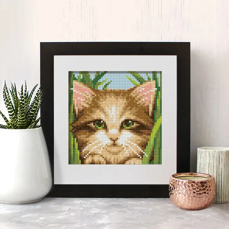 Diamond painting kit Green-eye Cat 15х15 cm AZ-1640