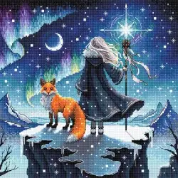 Cross stitch kit  "Enchantress of the Auroras and her Fox" AVA-P069