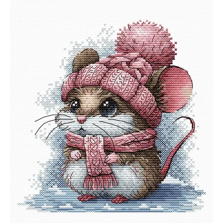 Cross stitch kit "Little mouse with winter hat" AVA-P073 Cross stitch kit "Little mouse with winter hat" AVA-P073