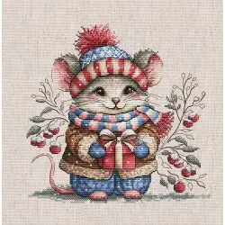 Cross stitch kit  "Little Mouse with Scarf" AVA-P095
