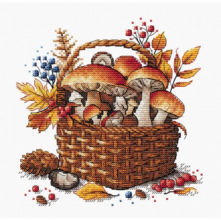 Cross stitch kit "Basket of Autumn Mushrooms" AVA-P097 Cross stitch kit "Basket of Autumn Mushrooms" AVA-P097