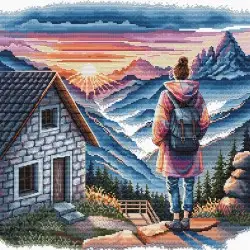 Cross stitch kit  "Sunrise at the mountains" AVA-P112