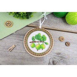 Cross-stich on wooden base "Miniature. Country berries. Gooseberries" SO-130