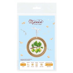 Cross-stich on wooden base "Miniature. Country berries. Gooseberries" SO-130