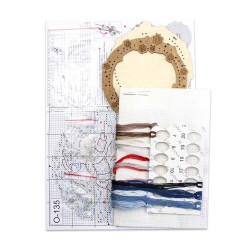 Cross-stich on wooden base "Miniature. On a frozen river" SO-135