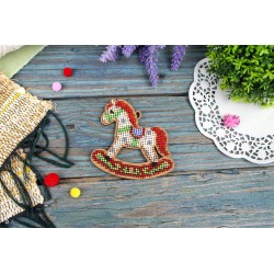 Cross-stich on wooden base "Little Light Horse" SO-153