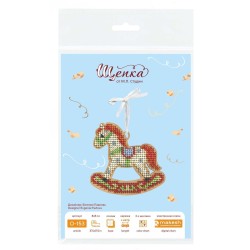 Cross-stich on wooden base "Little Light Horse" SO-153