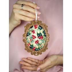 Cross-stich on wooden base "Miniature. Lingonberry Forest" SO-129