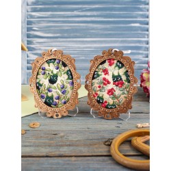 Cross-stich on wooden base "Miniature. Blueberry Forest" SO-143